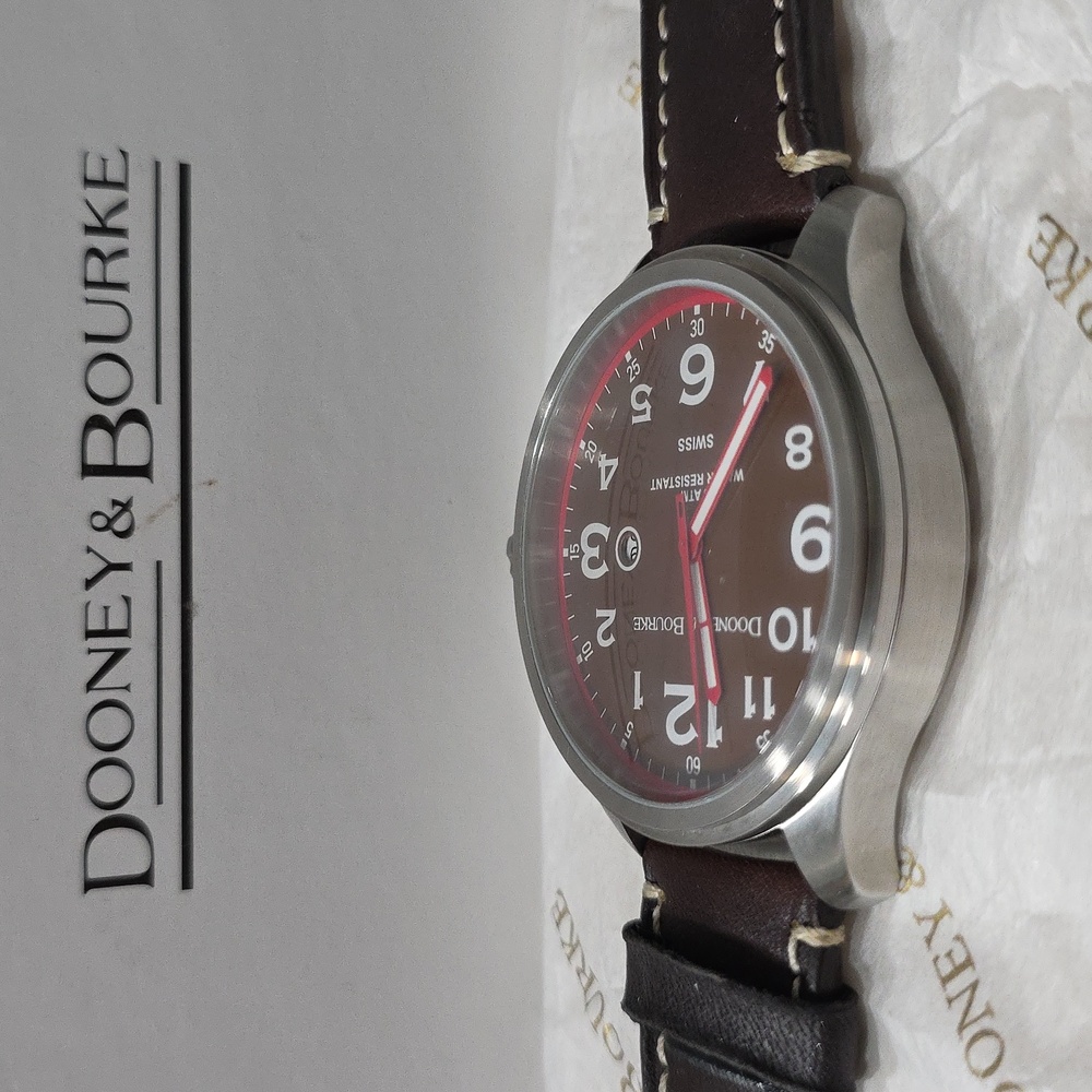 New, Dooney & Bourke Large Faced Mariner Leather Swiss Made Watch, Unisex - Picture 14 of 15